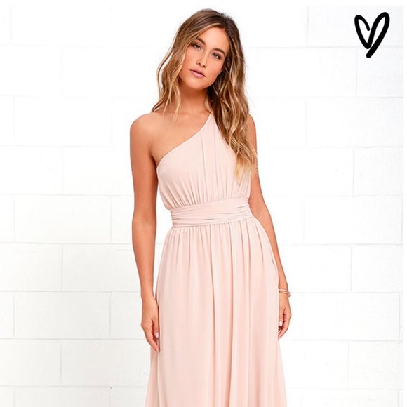 Lulus Dresses & Skirts - BLUSH ONE-SHOULDER MAXI DRESS (SMALL)
